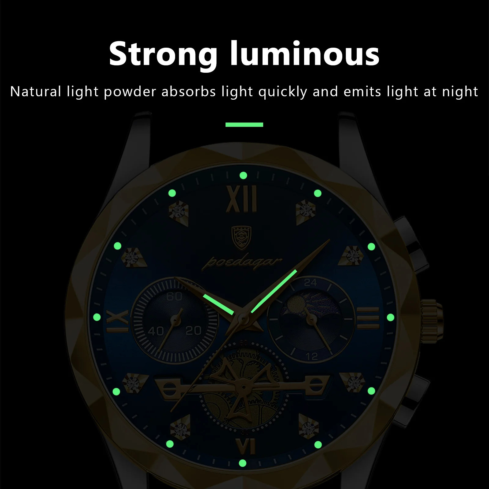 POEDAGAR Man Wristwatch Waterproof Luminous Chronograph Watch for Men Stainless Steel Mens Quartz Watches reloj hombre 240909