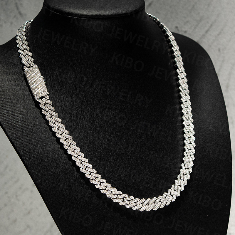 Best Rapper Jewelry Iced Out Necklace for Men 8mm 925 Sterling Silver Lab Diamond Moissanite Cuban Link Chain