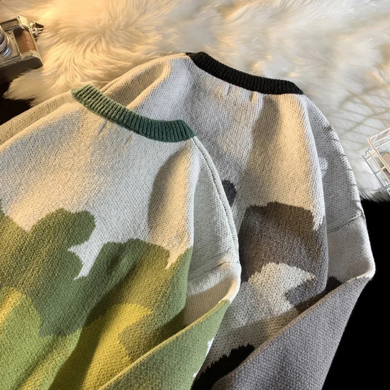 Mens Sweater Soft Thermal Fashion Crewneck Knitted Pullovers Autumn Winter Harajuku Vintage Y2K Clothes Korean Men 240912