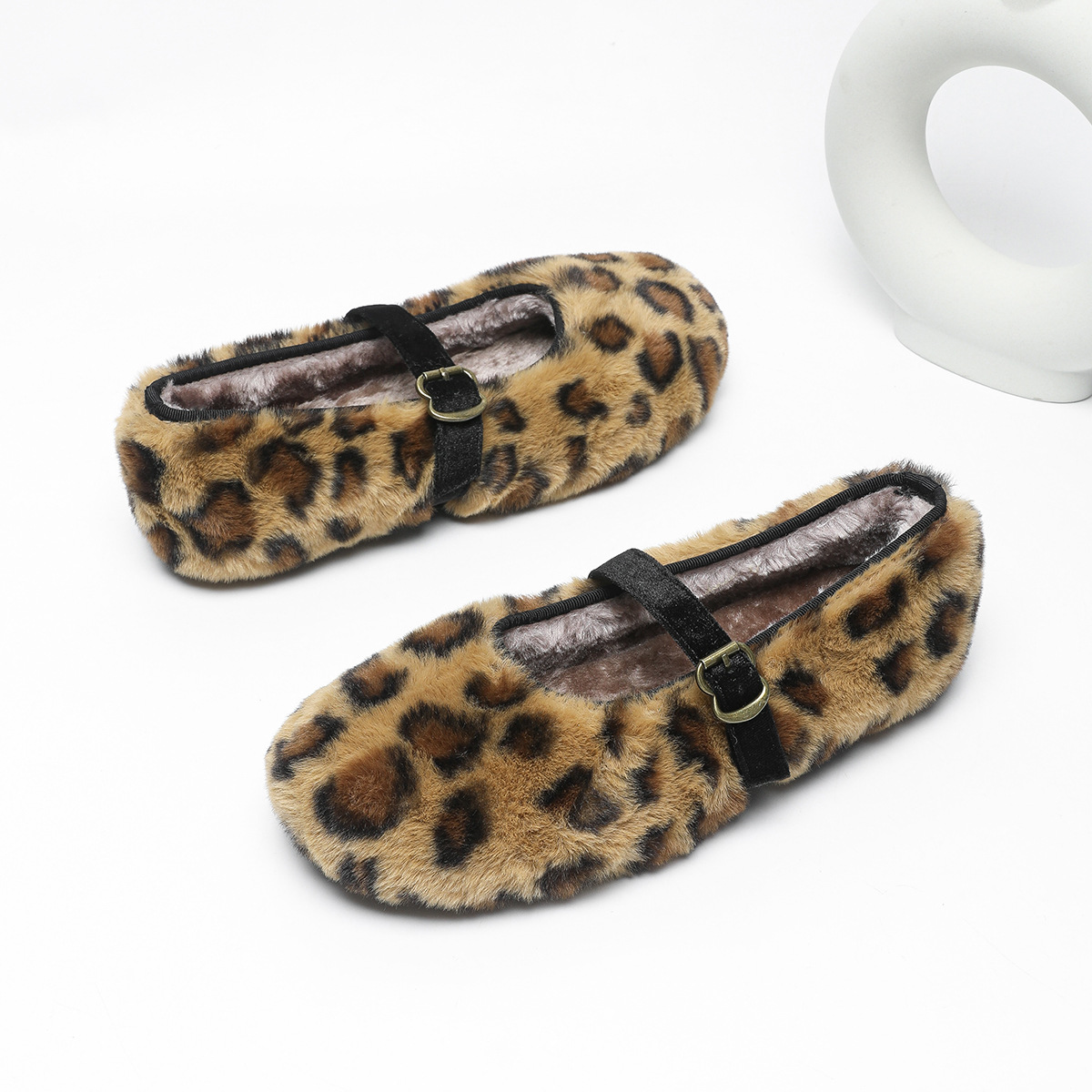 Women Casual Winter Warm Fashion Leopard Print Flat Bottom Plus Size Comfort Free shipping