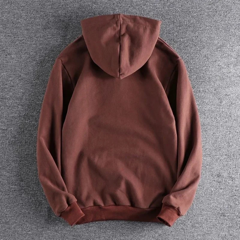 Mens black half zipper mens sports shirt warm hooded sweatshirt solid hooded wool Y2k retro high-quality Korean loose fit 240918