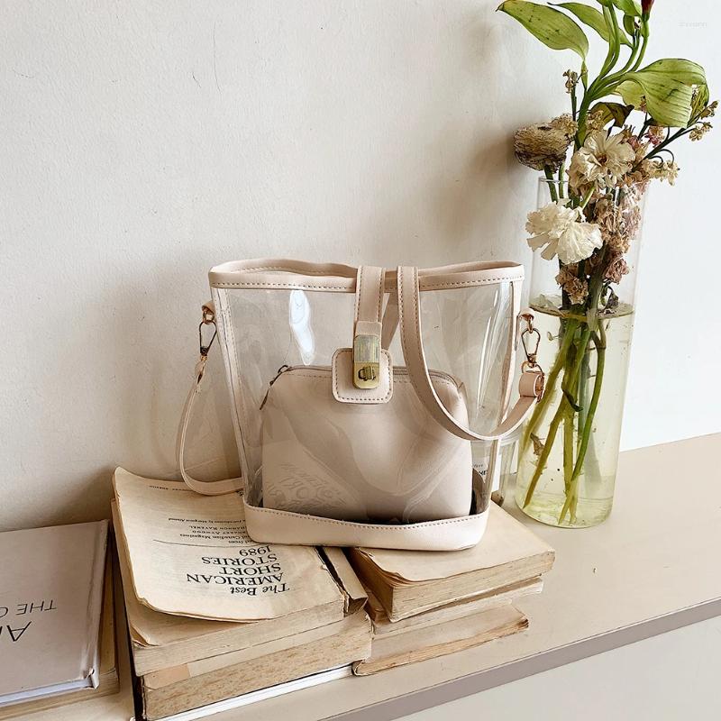 Totes Transparent Shoulder Bag Women PVC Clear Fashion Shopping Bags Waterproof Girls Crossbody Solid Color Messenger