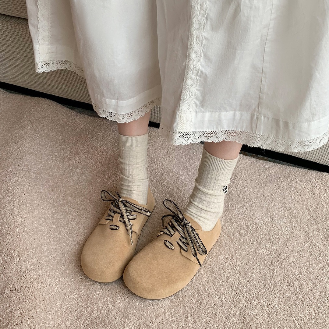 Waterproof Stain Resistant Round Toe Lace-up Casual Thick Soled Boken Shoes for Men 109b