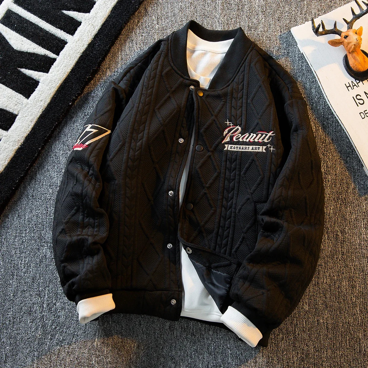 Heavy Retro American Vibe Style Baseball Jacket Men 2023 Winter Trendy Bomber Wear Jackets Coats 240919 - view 4