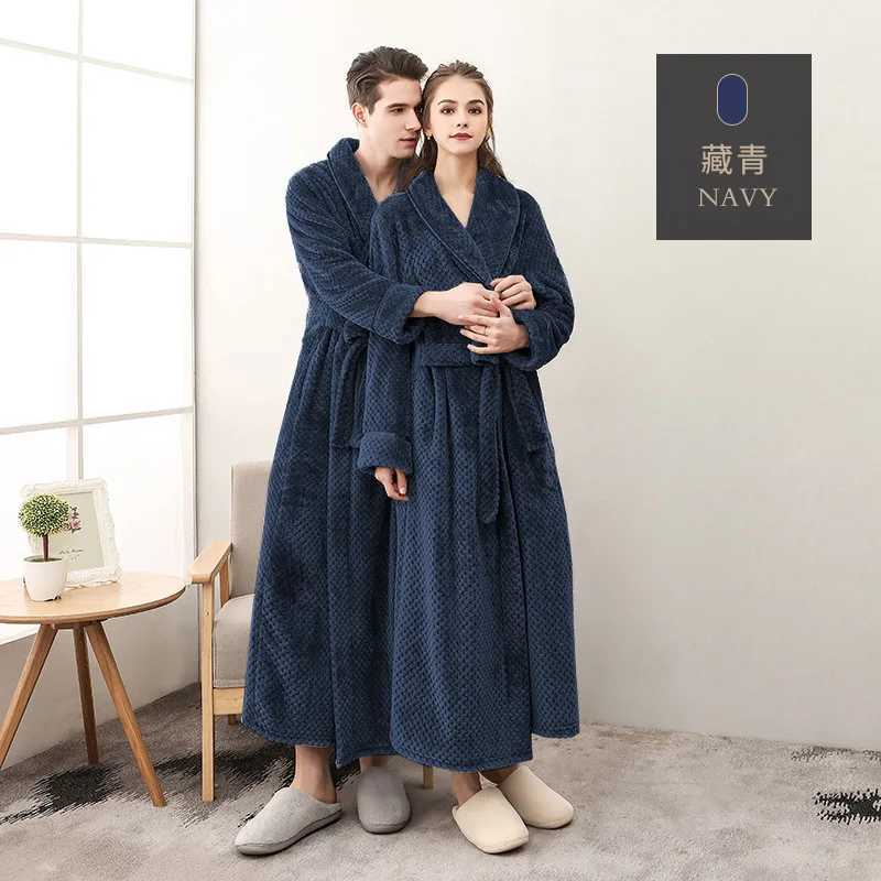 Autumn and Winter New Season Home Plush Soft and Comfortable Couple Pajamas Mens Thick Large Bathrobe Extended White Pajamas Y240919
