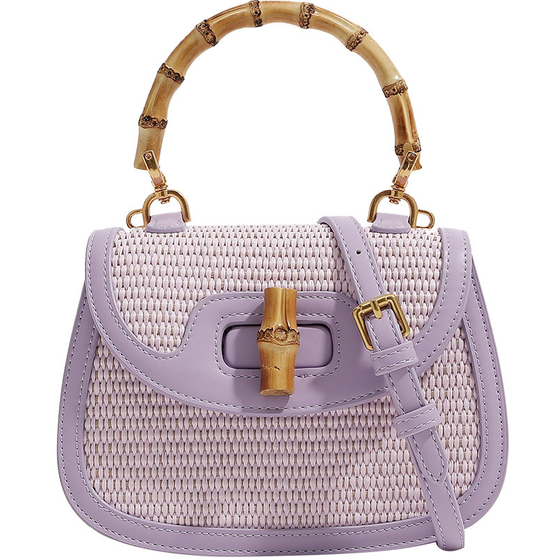 2024 Designer Women's Handbags Genuine Leather Ing And hot Weaving Shoulder Bags Bamboo Handle Small Female Packages