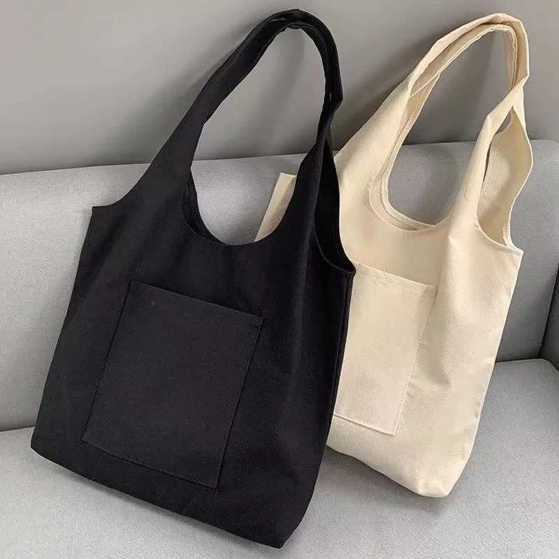 Shopping Bags Solid Color Canvas Tote Bag Shoulder Bags Fashion Casual Garden Eco Friendly Reusable Cute School Tote Bags Z250224
