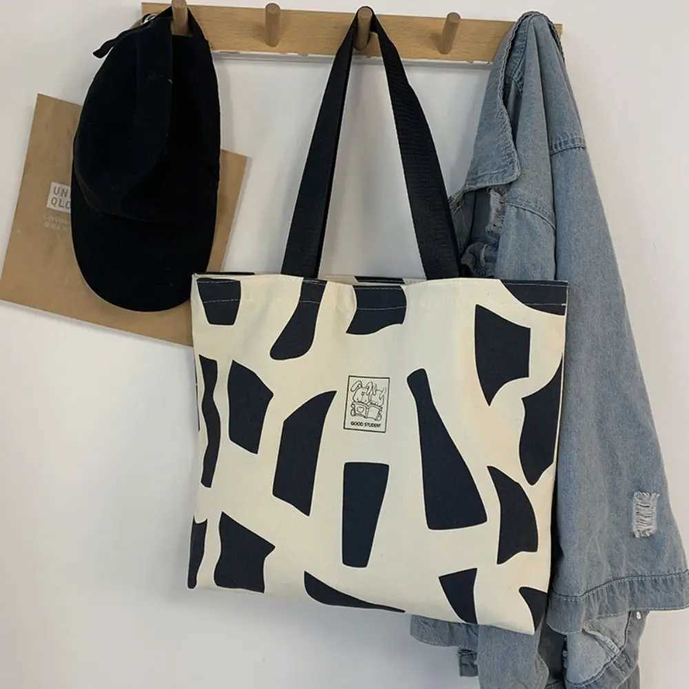 Reusable canvas handbag fashionable and lightweight soft canvas bag fully matched with large capacity shopping bag Z250224