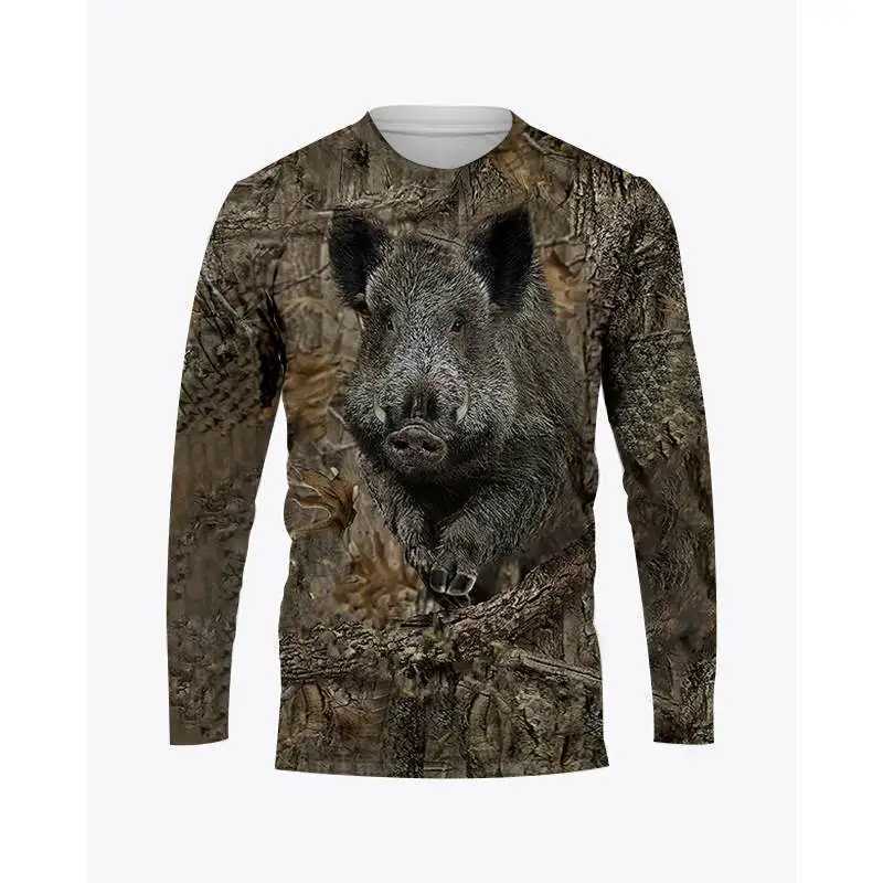 Camouflage Hunting Animals T-Shirts 3D Print Men Woman Long Sleeve T Shirt Oversized Harajuku Pullovers Kids Tees Tops ClothingX240919
