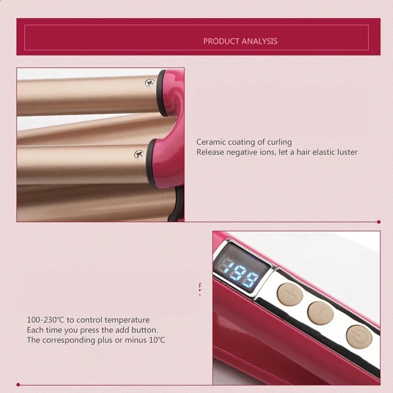 Curler Iron Ceramic Curler Quick Heating Rod 3 Barrel Curling Tools Suitable for all types of hair 240918