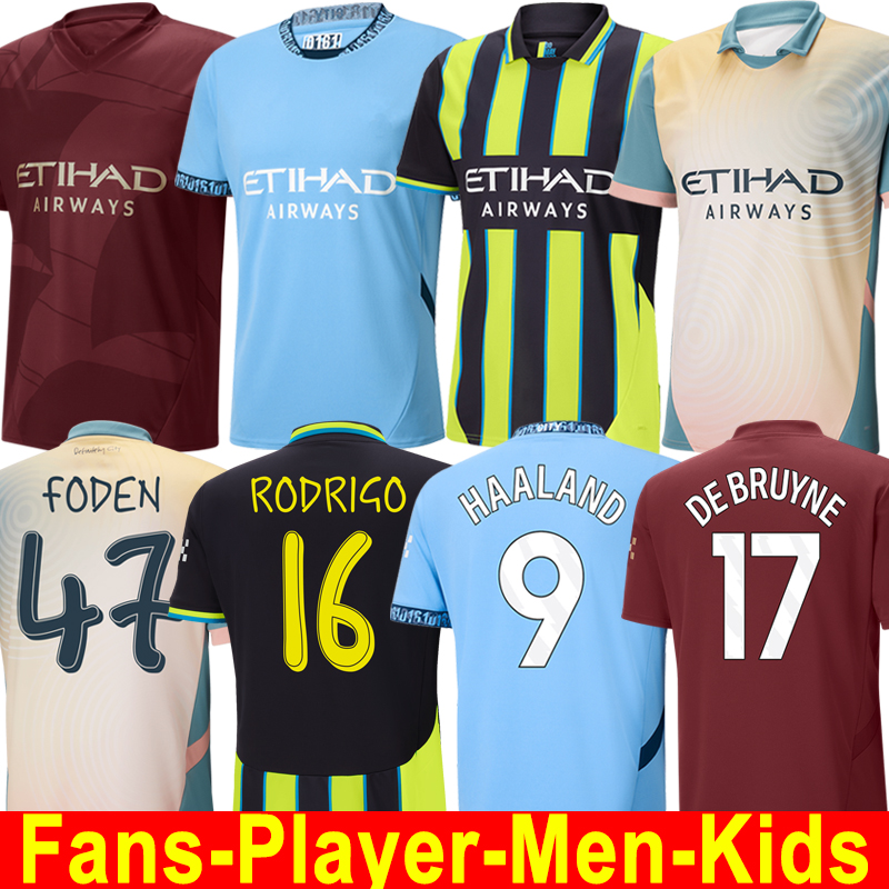 24 25 HAALAND soccer football jersey shirt DE BRUYNE MANS CITIES GREALISH MAHREZ FODEN J.ALVAREZ RODRIGO 2024 2025 fans player version men kids kit uniforms fourth