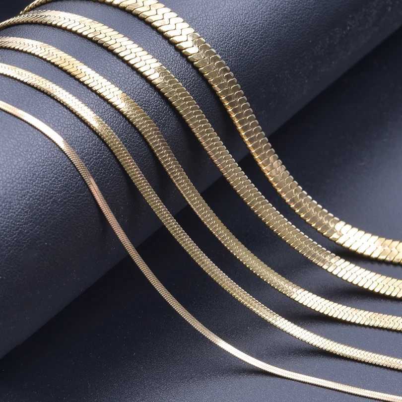 Stainl Steel Chain Necklace Width 23456mm Flat Blade Necklace Snake Bone Chain Men Womens Trend Jewelry Accories GiftXJ251024