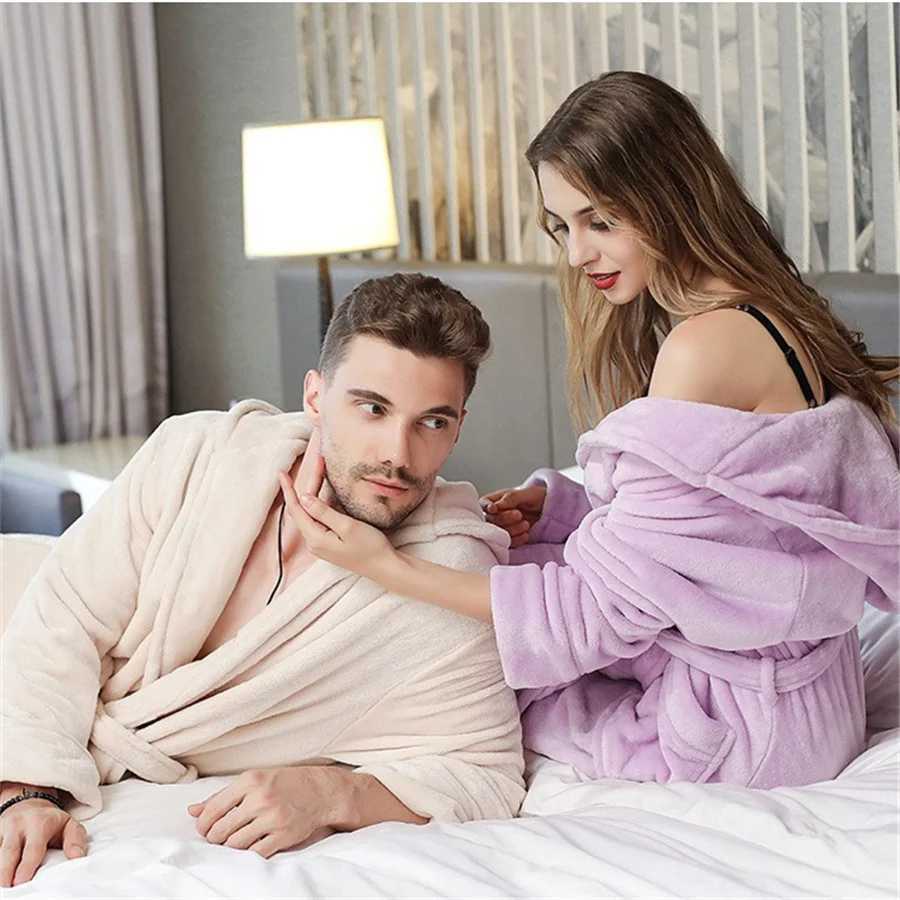 Mens Winter Bathrobe Hooded Robes Long Sleepwear Warm Plush ShawlShower Robe Night Gown Homewear Pajama Man Clothes for Sleep Y240919