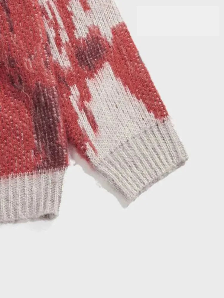 BIG PROMOTION Y2K European and American Style Autumn and Winter Mens Gradual Graffiti Round Neck Loose Trendy High Neck Sweater 240912