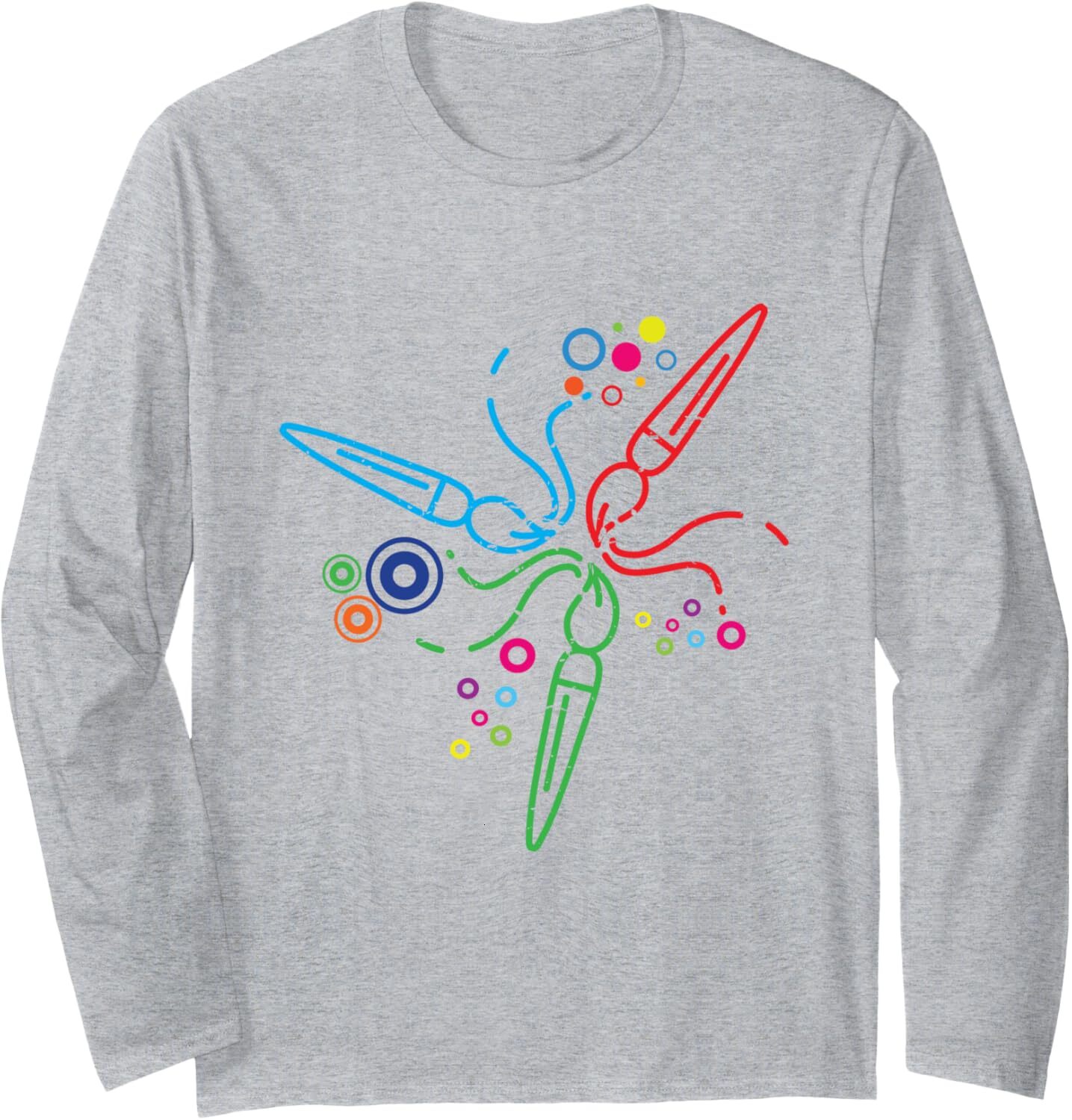 Long Sleeve Shirts for Men sweatshirt Brushes x3 Red, Blue And Green Artistic Painter Gift Long Sleeve Tee Streetwear Casual tops clothes fashion