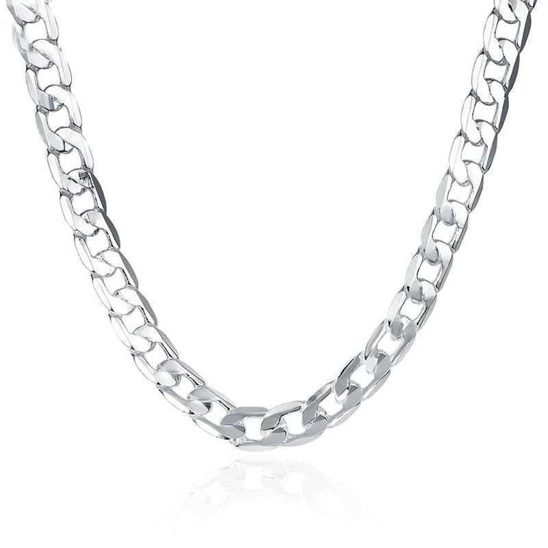 925 Sterling Silver Necklace For Mens 16/18/20/22/24 Inches Classic 8MM Chain Luxury Jewelry Wedding Christmas GiftsX240919