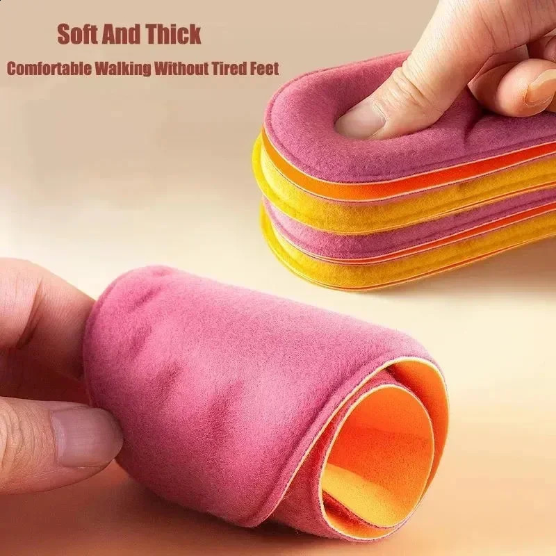 Winter Fur Self Heating Insoles Foot Thermal Thicken Insole Memory Foam Shoe Pads Warm Sports Shoes Inserts for Women Men 241010