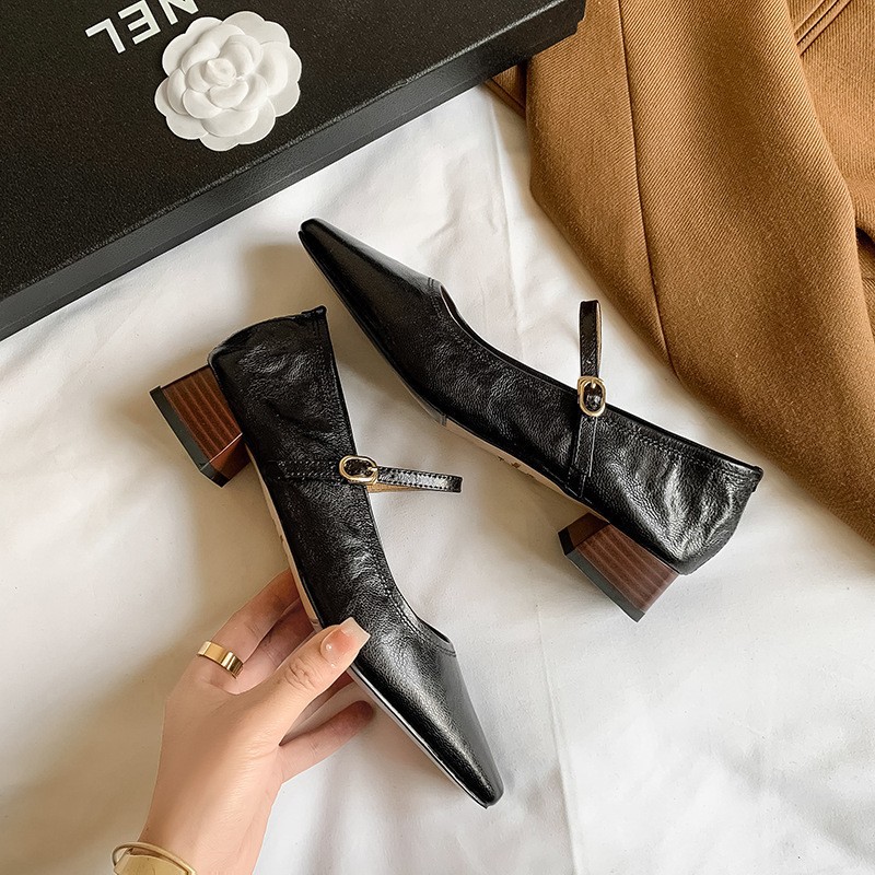 Mary Jane Buckle Shoes: Vintage Style Genuine Leather Elegant Heels for Women 2024 acef