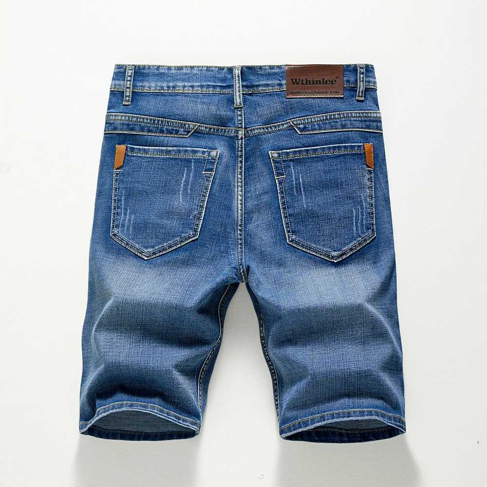 2024 Summer Shorts Jeans Men Denim Pants Stretch Dark Blue Fashion Design Mens Jeans Slim Straight Male Short Jeans HombreX240914