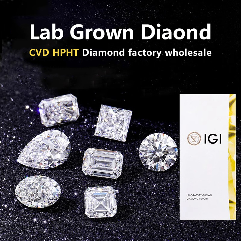 hpht cvd diamond with IGI GIA certificate 0.5ct 1ct 1.5ct VVS synthetic diamond 3ex perfect cut Emerald lab diamond loose lab grown diamond wholesale