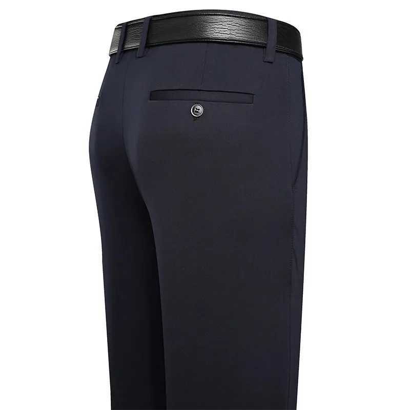 Mens elastic suit pants black business casual Trouser office summer autumn Korean Navy gray spandex straight pants W240919