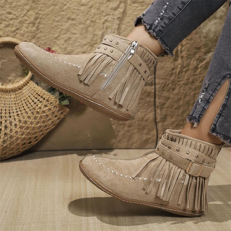 Women's Winter Boots: Plus Size, Flat Bottom, Warm Trendy Comfort Shoes in Black, Brown, Khaki a6f4