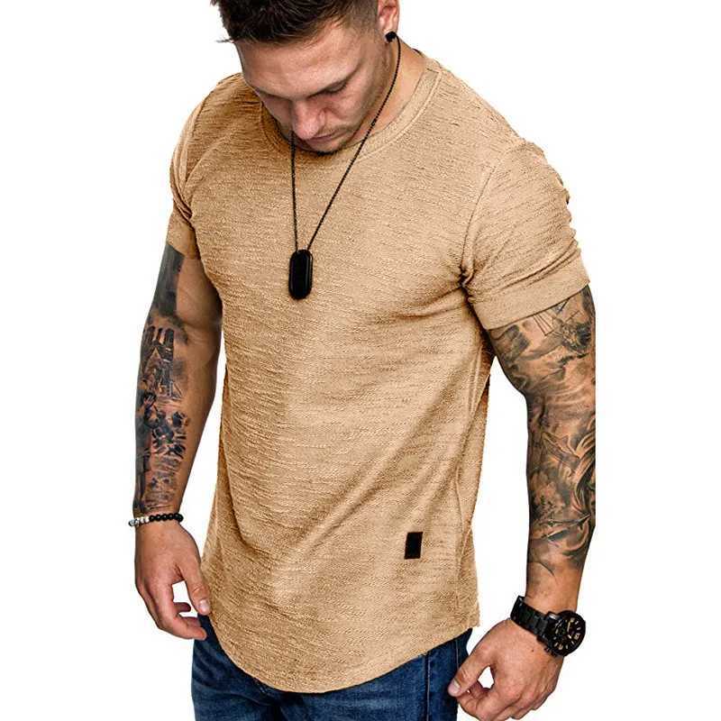 Short Sleeve shirt Streetwear Hip Hop Summer T Shirt Men Longline Curved Hem Fitness Tshirt Slim Funny T-Shirt Plus Size M-3XL Z240919