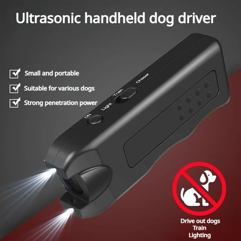 Ultrasonic Dog Repeller Pet Training Device Outdoor Deterrent Chaser Handheld Anti-barking Device with LED to Repel Cats & Dogs
