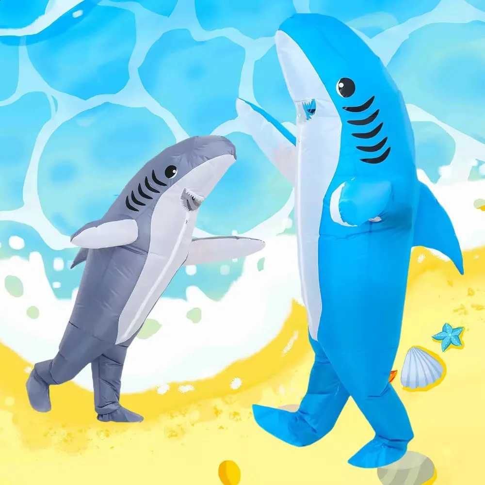 Unisex Funny Inflatable Shark Cosplay Costume Suit Adult Fancy Dress Performance Clothes Halloween Carnival Theme Party 240919