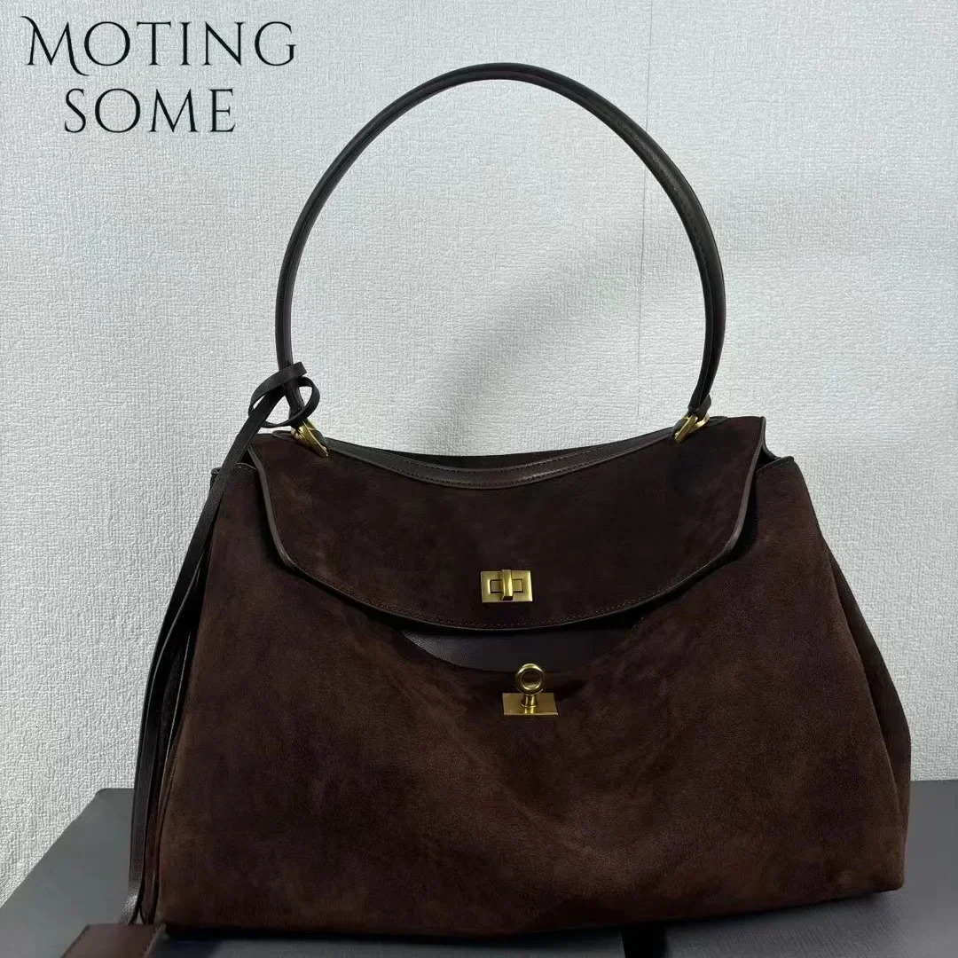 Motingsome Women Suede Leather Bag Shoulder Handbag And Purses Designer Bags Chic Fashion Lady Trend Satchel 2024 New ba37 4