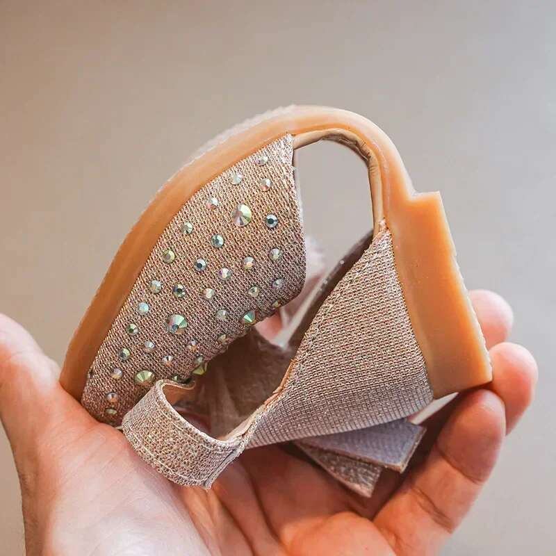 Summer Baby Girls Sandal Party Shoes Kids Banquet Princess Bg Fashion Children Sier Flat Toddler girl Sandals 241107