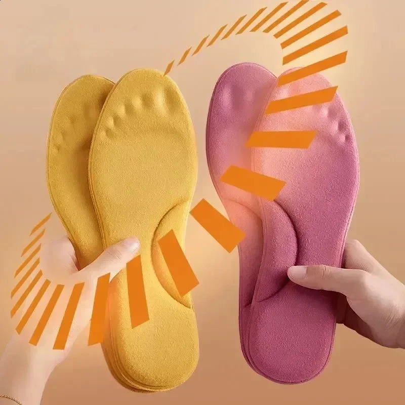 Winter Fur Self Heating Insoles Foot Thermal Thicken Insole Memory Foam Shoe Pads Warm Sports Shoes Inserts for Women Men 241010
