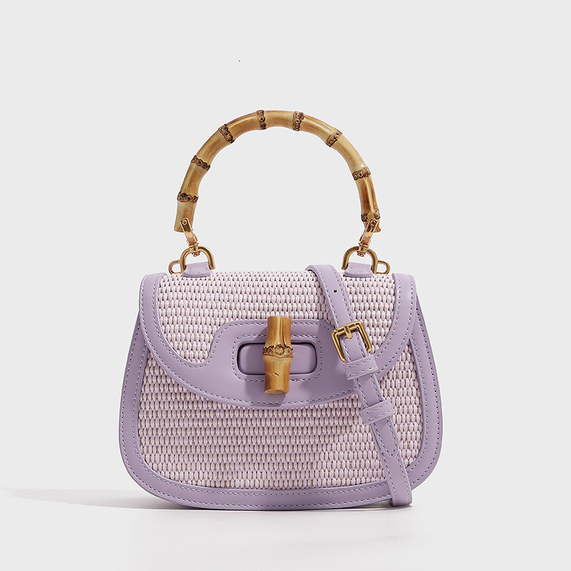 2024 Designer Women's Handbags Genuine Leather Ing And hot Weaving Shoulder Bags Bamboo Handle Small Female Packages