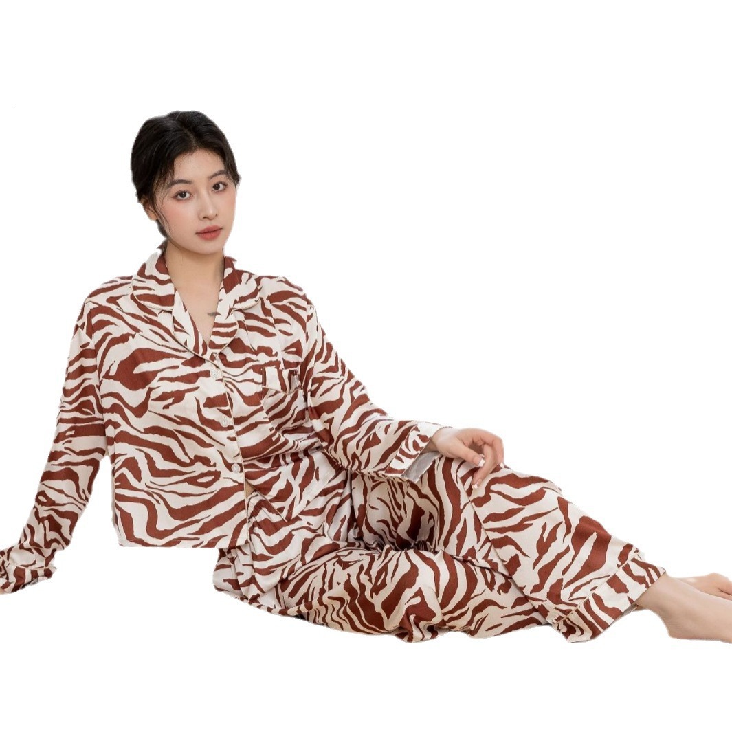 Spring and Summer New Style Short Sleeves, Long Pants, Pajama Set, Outer Wear Ice Silk Home Clothes