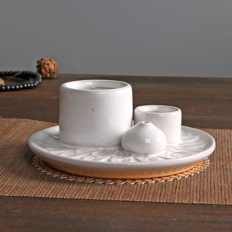Minimalist Style Ceramic Candle Holder Aromatherapy Stove Cup Atmosphere Decoration Sage Holy Wood Plate