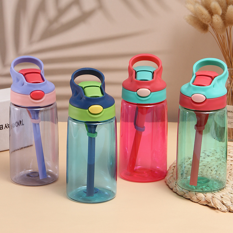 16oz plastic kids with lids straw 480ml children water bottle drinking tumbler for student portable unbreakable sippy cup blue green red purple custom