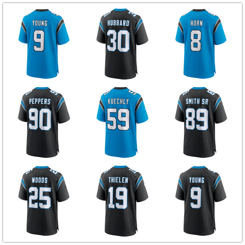 Panthers Jersey 9 Young Xavier Legette Jadeveon Clowney Jaycee Horn Adam Thielen Julius Peppers Luke Kuechly Chuba Hubbard Andy Dalton Ikem Ekwonu Football Jerseys