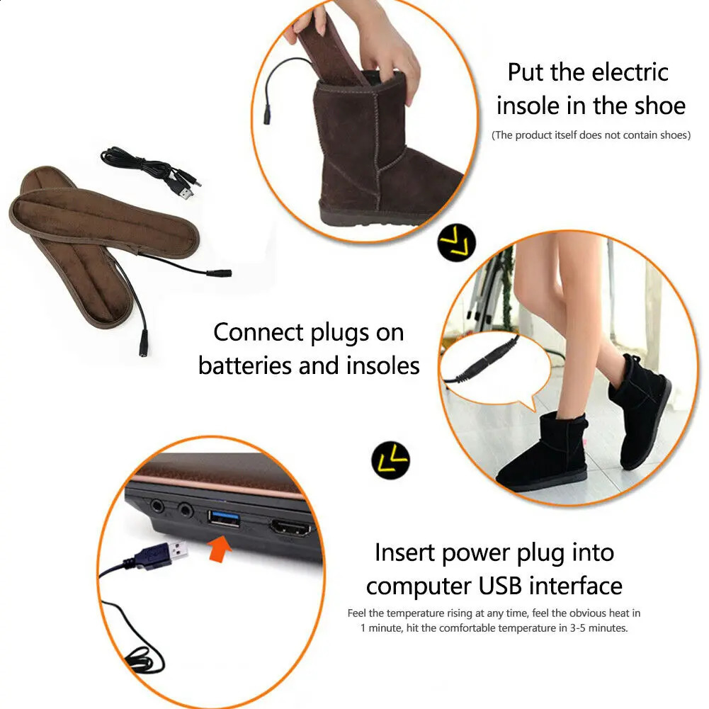 USB Heated Shoe Insoles Electric Foot Warming Pad Feet Warmer Sock Pad Mat Winter Outdoor Sports Heating Insoles Winter Warm 241010