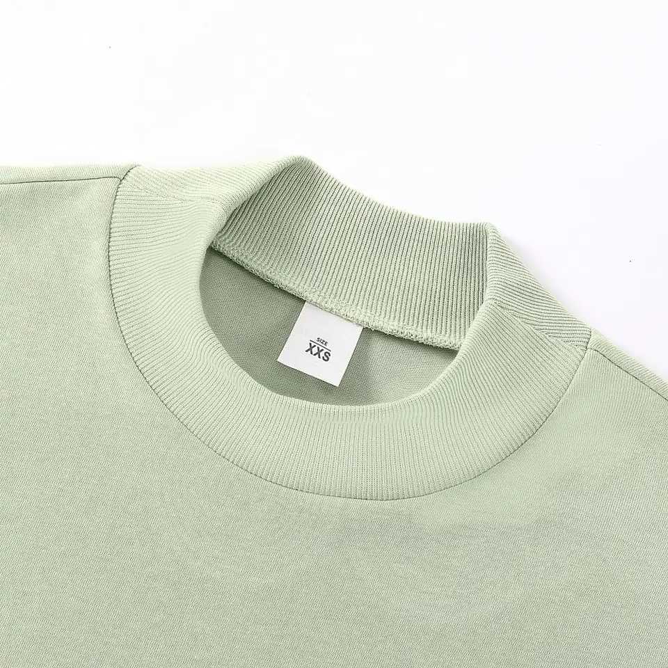 300gsm Thick Small Neck 100% Cotton Oversize Heavy Weight T-shirt for Men Short Sleeve Solid Color Leisure Streetwear Large Size Z240919