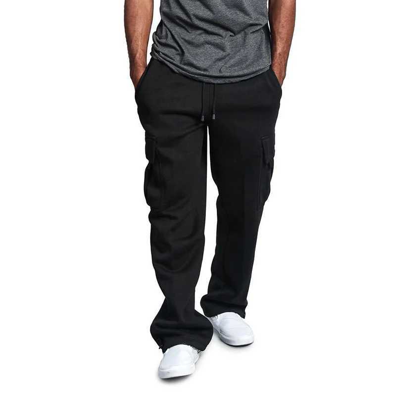 Mens Sweatpants Straight Fit Joggers for Sports and Streetwear Loose Oversized Drawstring Long Pants Men Multipocket Pants W250826