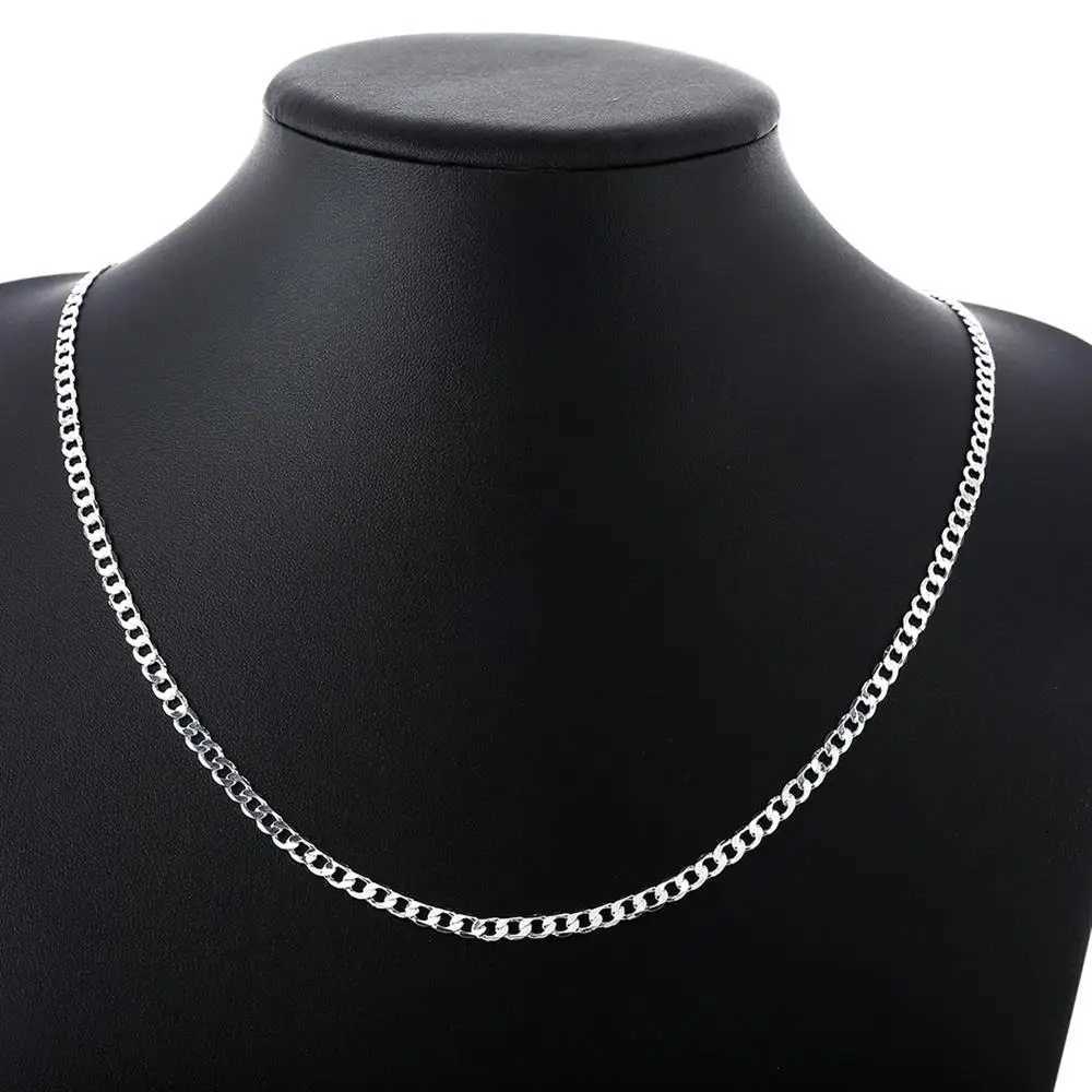925 Sterling Silver 16-30 Inches Exquisite 4MM sideways Chain necklace for women lady men Fashion Party Wedding Jewelry GiftsX240919