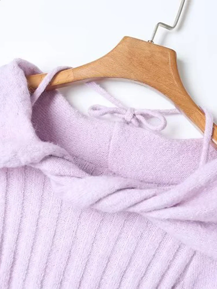 Chu Sau Beauty Women Autumn Fashion Sweet Flare Sleeve Knitted Pullover Cute Off Shoulder Slim Sweater Chic Short Jumpers 240912