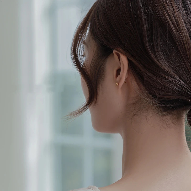 YUNLI Real 18K Gold Screw Stud Earrings Solid AU750 Double Golden Balls Womens Exquisite Jewelry Gift EA010 240918