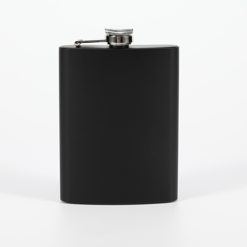 Stainless steel hip flask Factory supplies matte black spray paint 6-12 ounces portable outdoor camping stainless steel wine