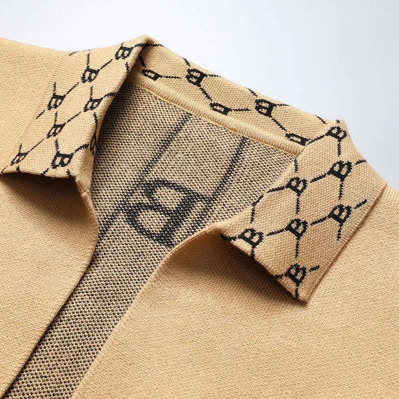 Men's Sweaters High end brand jacquard lapel mens knitted cardigan 2023 spring and autumn new fashion casual exquisite embroidery sweater jacket 