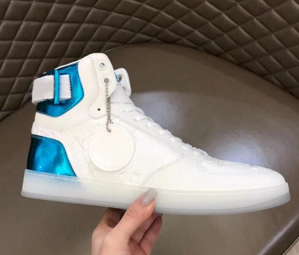 Trainer Sneaker Men Casual shoes Designer Sneakers high shoe white logo embossed denim royal canvas Black luxury brand mens trainers