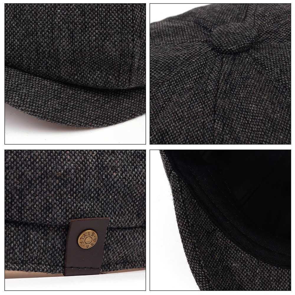 Men Newsboy Hats Peaky Autumn Vintage Herringbone Octagon Cap Women Casual Stripe Berets Gatsby Flat HatX240919