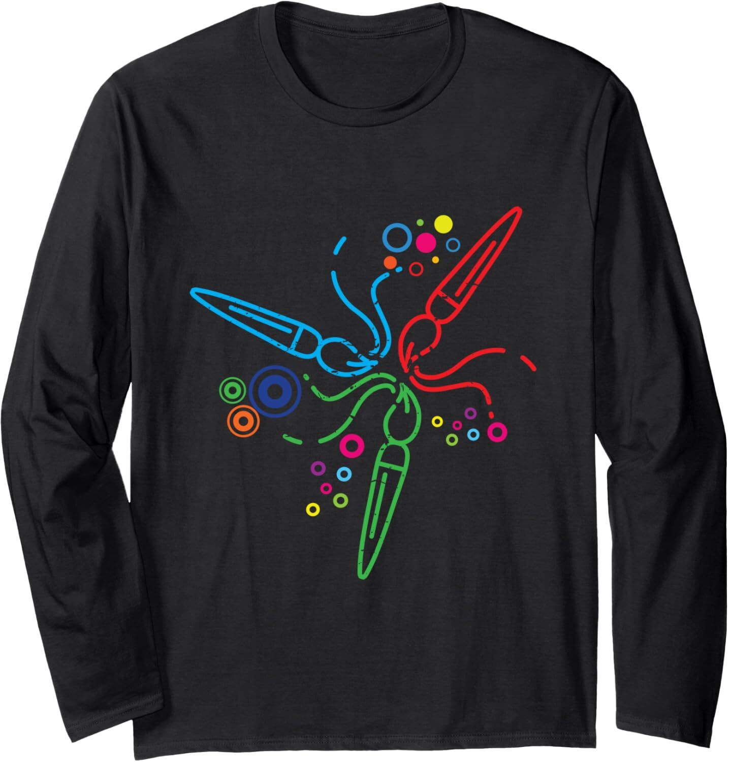 Long Sleeve Shirts for Men sweatshirt Brushes x3 Red, Blue And Green Artistic Painter Gift Long Sleeve Tee Streetwear Casual tops clothes fashion