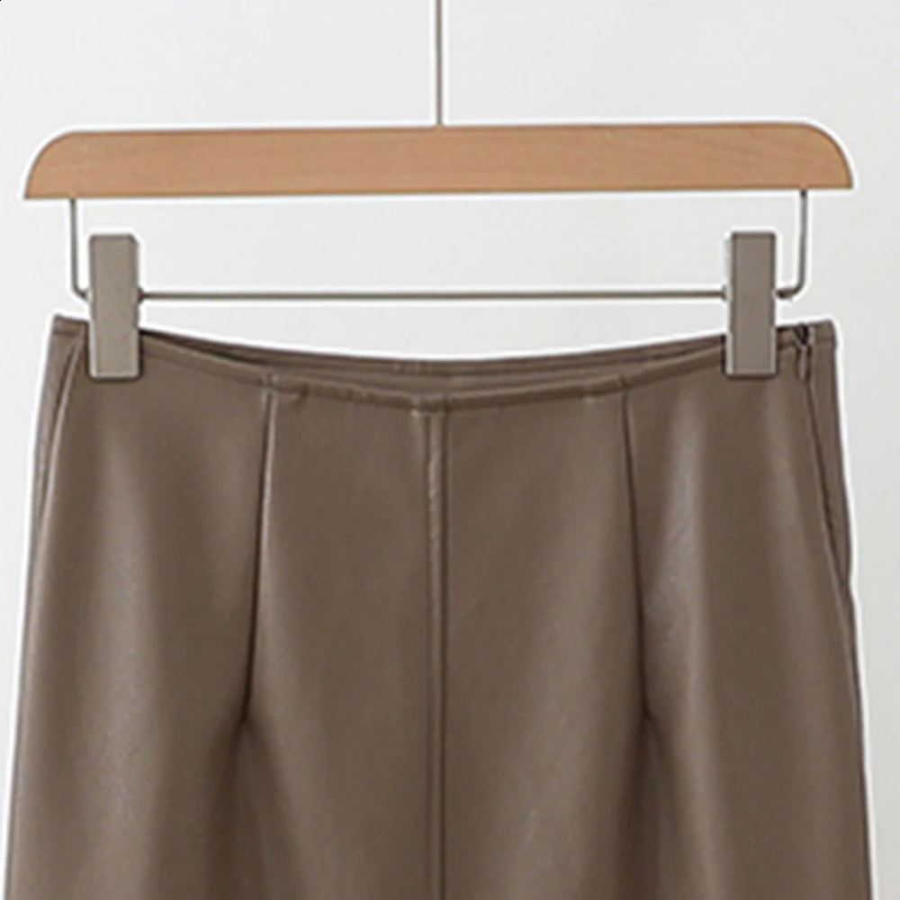 Elegant Fashion Faux Leather PU Skirts Women Clubwear Party Office Lady High Waist Midi Skirts Bodycon Wrap Hips Bottom Clothes 240919