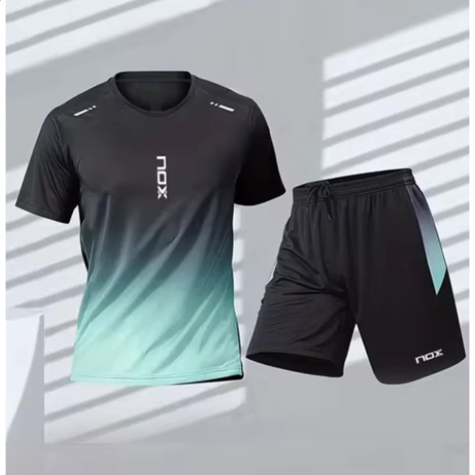 Nox Padel Tracksuit Summer Mens T-shirt And Shorts Tracksuit Breathable And Loose Tennis Tracksuit Running Training Wear 240918